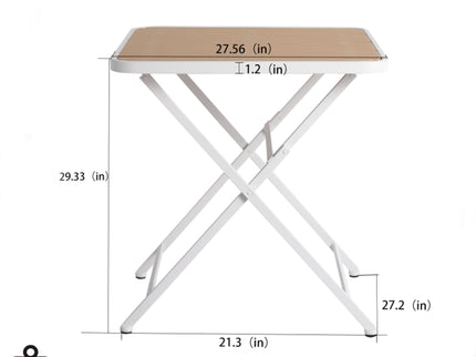 Modern Folding Square Table, Water Proof And Wear Resistant - Apricot / White