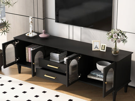 TV Stand For TVs Up To 75", Entertainment Center Media Console For Living Room - Black