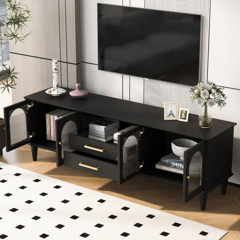 TV Stand For TVs Up To 75", Entertainment Center Media Console For Living Room - Black