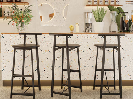 Modern Bar Stools With Backrest For Kitchen (Set of 3)