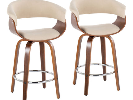 Vintage Mod - Mid Century Modern Fixed Height Counter Stool With Swivel With Round Footrest (Set of 2)