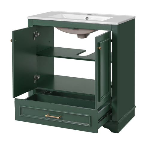 Bathroom Vanity With Sink, Cabinet & 2 Soft Closing Doors & Adjustable Shelf