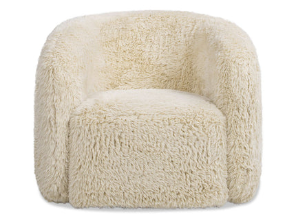 Colt - Fur Swivel Upholstered Barrel Accent Arm Chair - Cream Beige