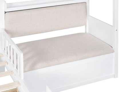 House Bed With Sofa, Kids Platform Bed With 2 Drawers And Storage Shelf