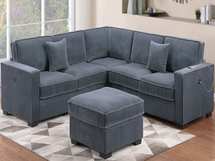 Modern Sectional Set With Cocktail Ottoman