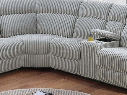 Sectional Sofa Set With Console Cup Holders, 3 Piece Reclining Living Room Couch - Gray Ash