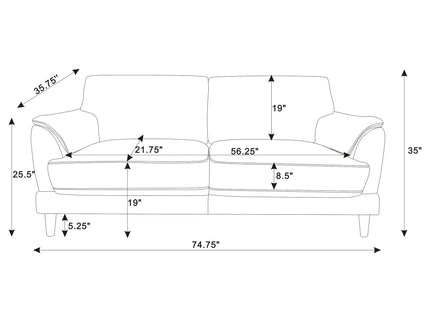 Dania - Sofa With Tufted Arms - Rust