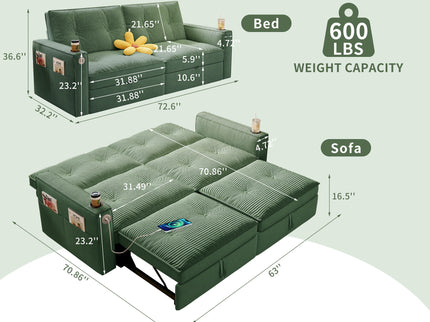 2 In 1 Convertible Sofa Bed For Living Rooms