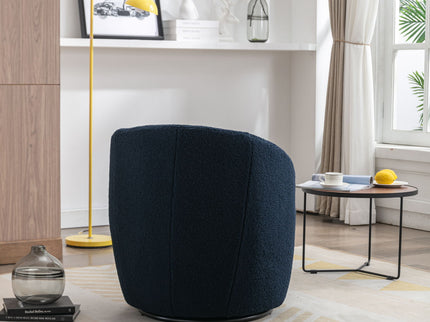 Teddy Fabric Swivel Accent Armchair Barrel Chair With Powder Coating Metal Ring