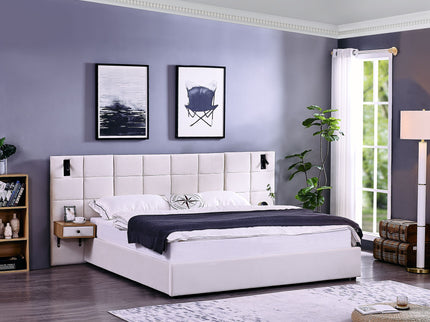 Upholstered Hydraulic Platform Bed With Storage Shelves, Reading Lamps, USB Port