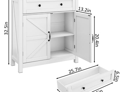 Farmhouse Storage Cabinet With Drawer And Adjustable Shelf