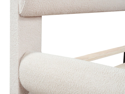Upholstered Platform Bed With Thick Solid Frame And Stylish Curve-Shaped Design