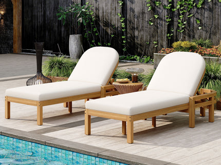 Outdoor Chaise Lounge With 5 Position Adjustable Backrest (Set of 2)