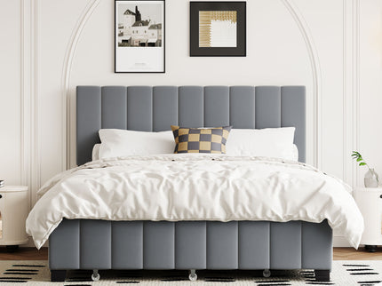 Platform UpholsteredBed With 2 Drawers And Twin Long Trundle