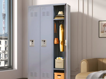 3 Door Lockers With Lock For Home, Gym, Office, School, And Garage - Gray