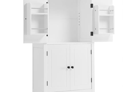 Elegant Bathroom Floor Storage Cabinet With 4 Doors, Adjustable Shelves