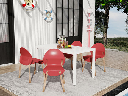 4 Piece Set Of Single Chairs With Long Table