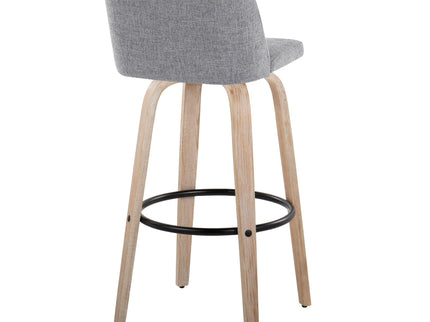 Toriano - Mid-Century Modern Fixed Height BarStool With Round Footrest (Set of 2)