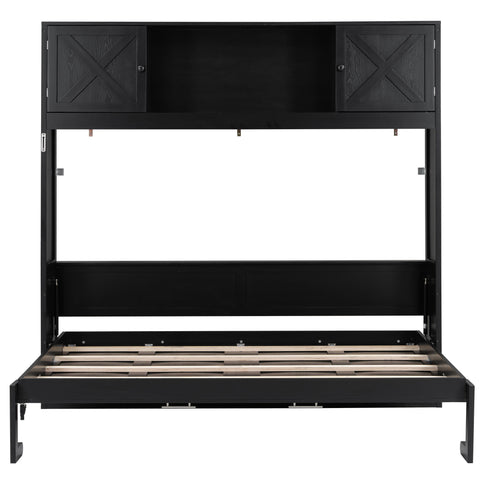 Rustic Casual Murphy Bed With Storage Cabinets