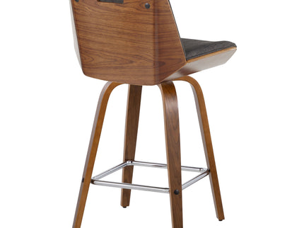 Corazza - Mid Century Modern Fixed Height Counter Stool With Swivel And Square Footrest (Set of 2)