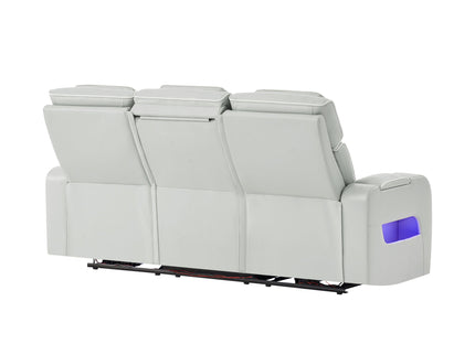 Julian - Power Reclining Sofa With Footrest And LED Lighting - Silver