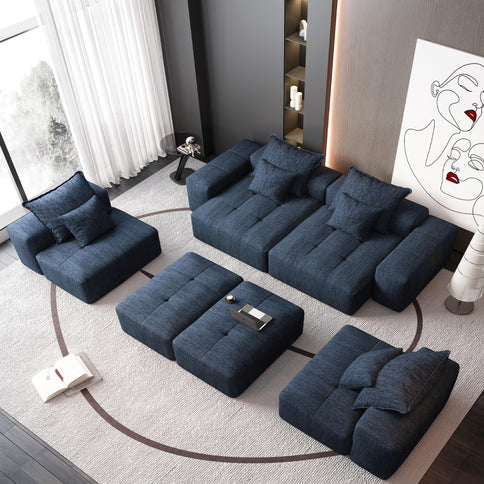 Modern Oversized Diy Combination Modular Sectional Sofa & Pillows