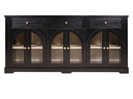 Sideboard Cabinet With 3 Drawers And 6 Arched Glass Doors
