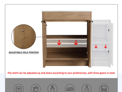 Freestanding Bathroom Vanity With Sink And Storage Cabinets, Soft Closing Doors