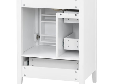 Modern Bathroom Vanity With Sink, Soft Close Drawers & Door, Storage Rack