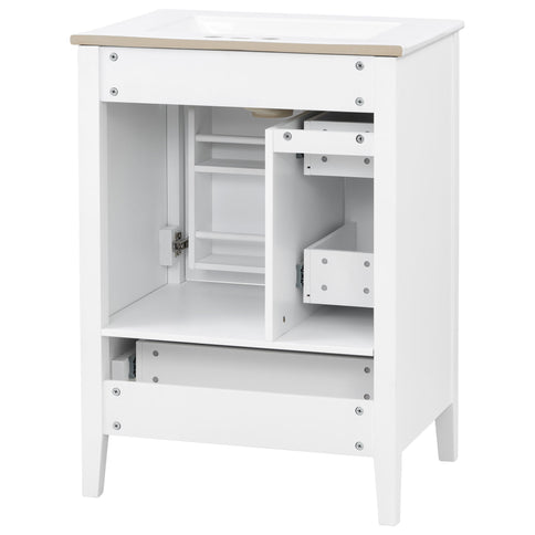 Modern Bathroom Vanity With Sink, Soft Close Drawers & Door, Storage Rack