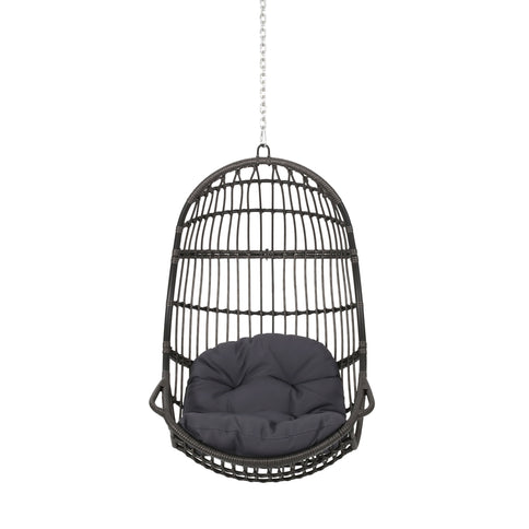 Rustic Hanging Basket Chair With Cushion