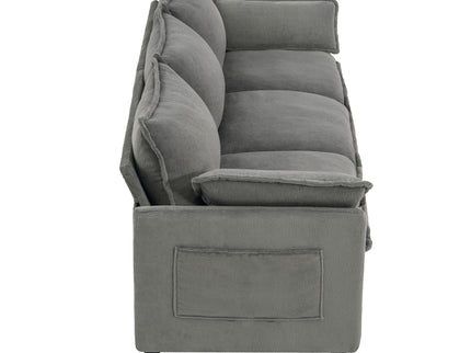 Modern 3 Seater Sofa With Side Storage Pockets For Living Room