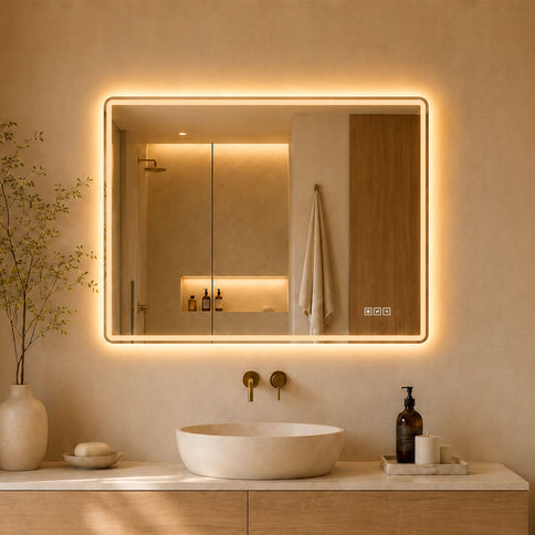 24" X 32" Rectangular Front Lighted And Backlit LED Bathroom Mirror With Anti Fog - Clear