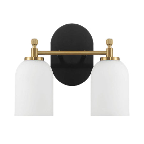 Vortex - 2 Lights Vanity In Style For Over Bathroom Mirror Wall Sconce - Black / Gold / White