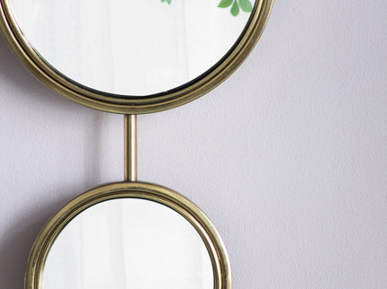 2 Circle Mirrors For Wall Decor, Unique Contemporary Wall Mirror For Living Room Bedroom Entryway - Gold
