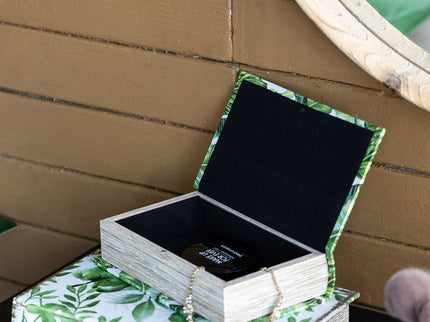 Botanical And Book Boxes (Set of 2) - White / Green