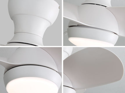 23" Bedroom Ceiling Fan With 3 Color Dimmable 3 ABS Blades Remote Control Dc Motor With 18W Led Light