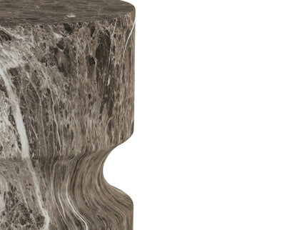 Outdoor Geometric Round End Table - Marble
