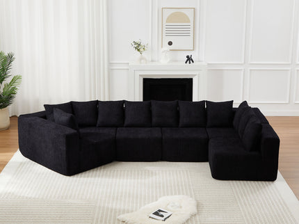 L - Shaped Modular Sofa With Deep Seat And 11 Pillows
