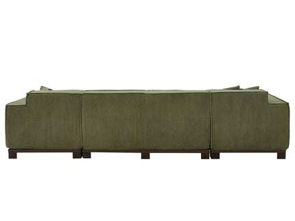 U-Shaped Sectional Sofa With RGB LED Light Strip And 6 Pillows