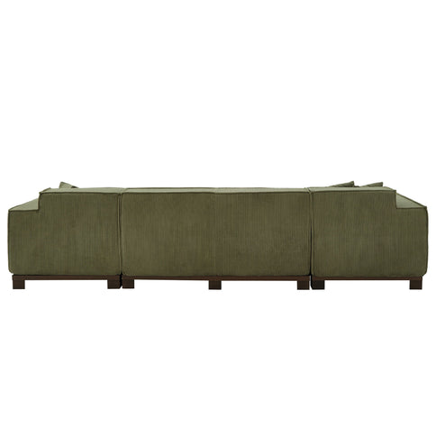 U-Shaped Sectional Sofa With RGB LED Light Strip And 6 Pillows