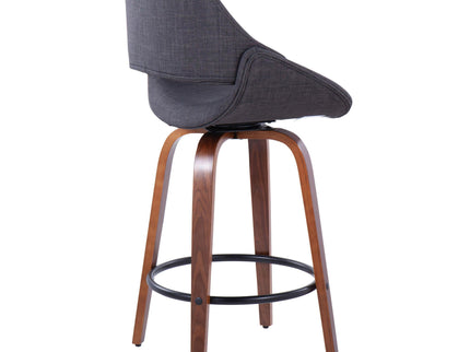 Fabrico - Mid Century Modern Fixed Height Counter Stool & Round Footrest (Set of 2)