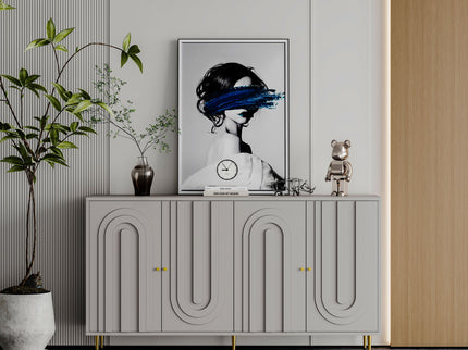 Modern Lacquered 4 Door Cabinet Sideboard Buffet Server Cabinet Storage Cabinet, For Living Room, Entryway, Hallway, Office, Kitchen And Dining Room