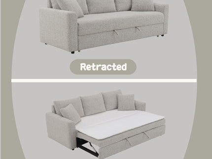 Connie - Boucle Sleeper Sectional Sofa With 2 Toss Pillows - Beige
