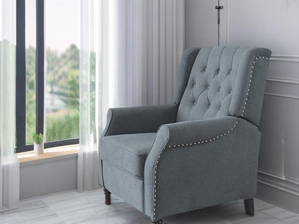 New Design Classic Waterproof Fabric Living Room Pull Button Sofa, High Back Manual Recliner Chair Cinema Home Theatre Cozy Recliner Sofa - Dark Gray