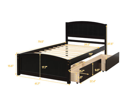Platform Bed & Headboard, Footboard And Wood Slat Support