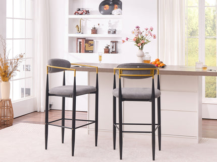 Upholstered Bar Stool With Ergonomic Design (Set of 2)