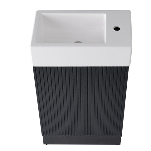 Modern Bathroom Vanity With Sink And 2 Tier Shelf