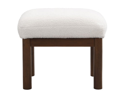 Modern Accent Chair With Ottoman, Mid Century Lounge Chair With Footrest, Comfy Fabric Armchair Upholstered Set With Solid Wood Frame For Living Room - White