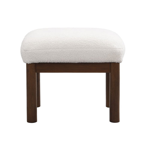 Modern Accent Chair With Ottoman, Mid Century Lounge Chair With Footrest, Comfy Fabric Armchair Upholstered Set With Solid Wood Frame For Living Room - White